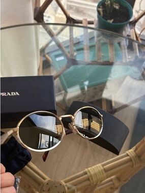 Prada Graphite Lens Sunglasses with Silver and Black Frames